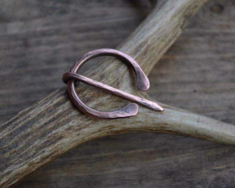 Shawl pin, shawl copper pin, penannular brooch, copper pin, Anglo-Saxon pin, AngloSaxon pin, small penannular shawl pin, small shawl pin image 5