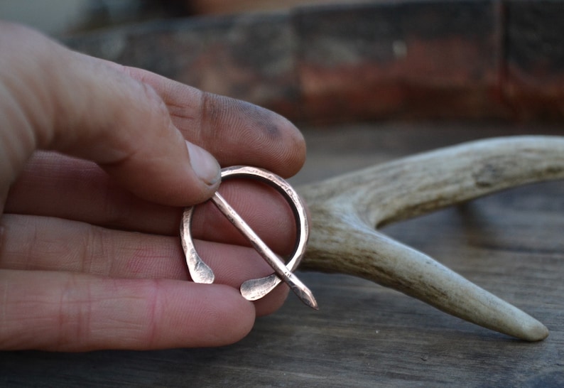 Shawl pin, shawl copper pin, penannular brooch, copper pin, Anglo-Saxon pin, AngloSaxon pin, small penannular shawl pin, small shawl pin image 10