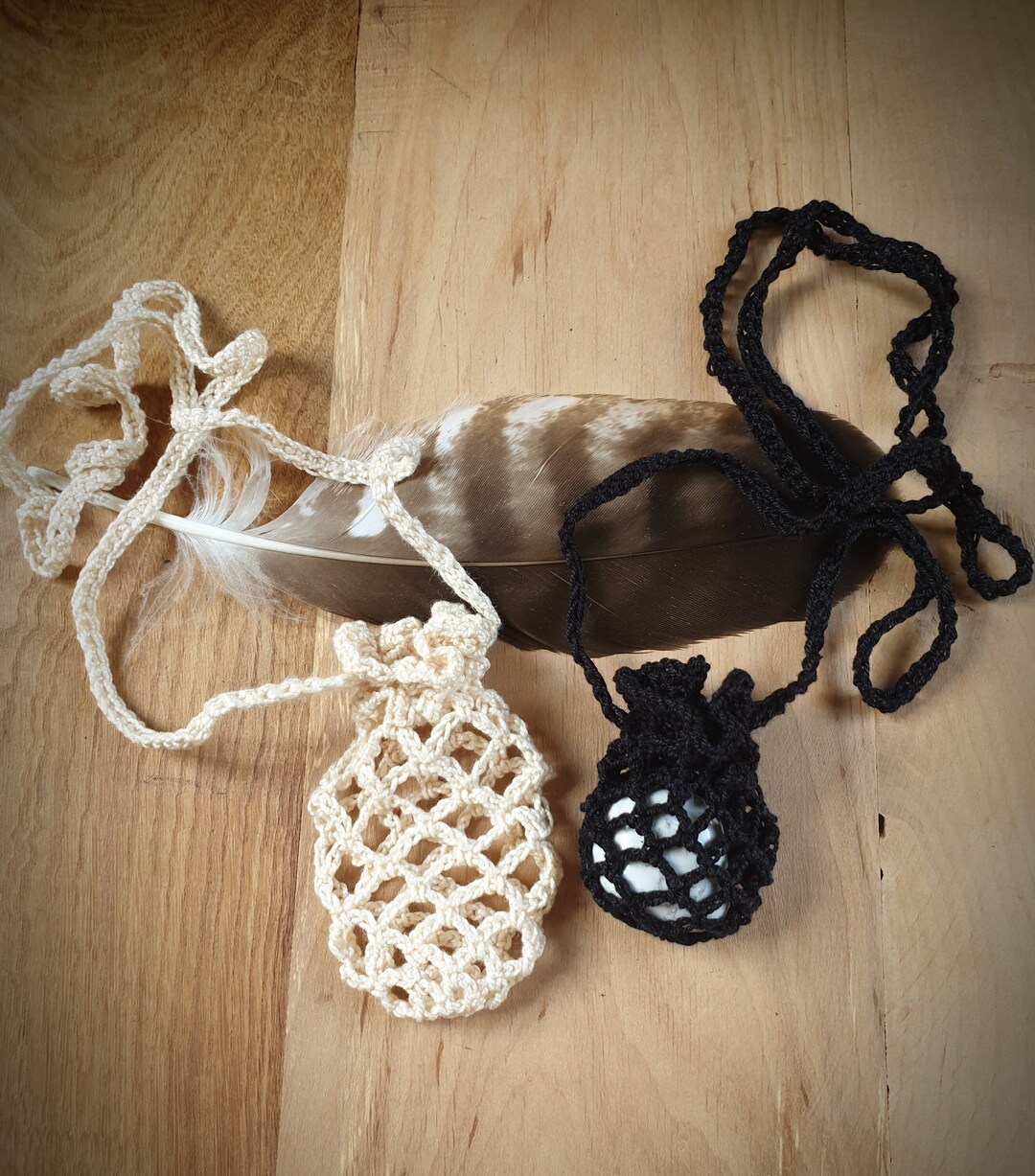 Crystal Pouch Necklace Stone Pouch Necklace Crochet Pouch Etsy