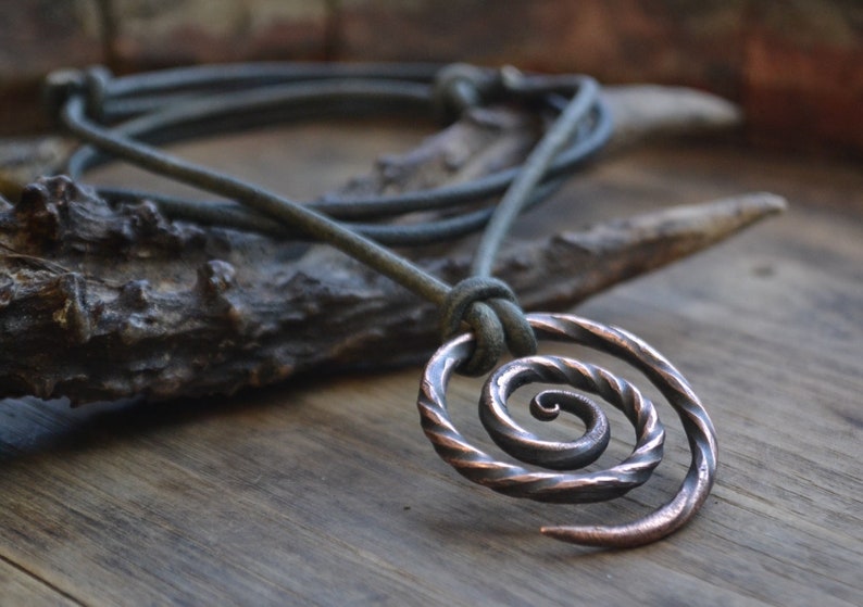 Viking necklace, viking pendant, viking jewelry, spiral necklace, spiral pendant, tribal men necklace, men copper necklace, circle necklace image 4