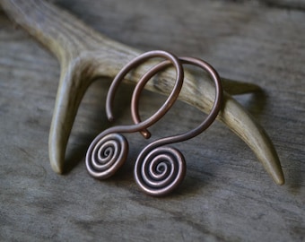 Hoops for tunnels, gauged hoop, 2.5mm gauged hoops, 10 gauge hoops, copper hoops, hoops for stretched ears, gauged spirals, 10 gauge spirals