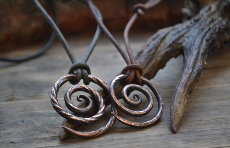 Viking necklace, viking pendant, viking jewelry, spiral necklace, spiral pendant, tribal men necklace, men copper necklace, circle necklace image 9