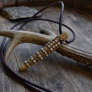 Bone man necklace, bone necklace, antler necklace, tribal necklace, primitive necklace, tooth necklace, tusk necklace, vulture culture