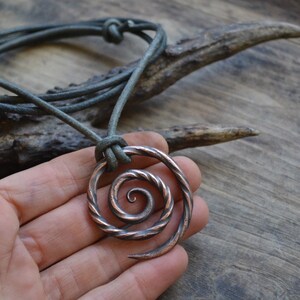 Viking necklace, viking pendant, viking jewelry, spiral necklace, spiral pendant, tribal men necklace, men copper necklace, circle necklace image 7