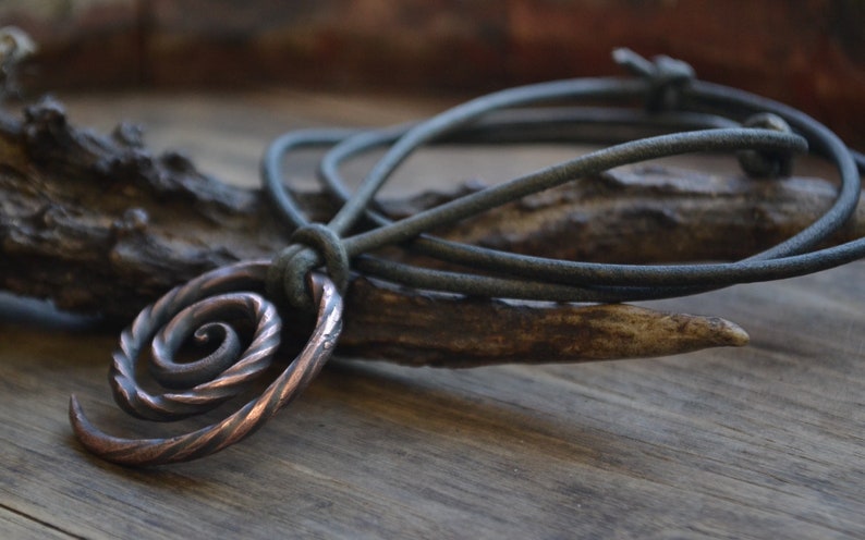 Viking necklace, viking pendant, viking jewelry, spiral necklace, spiral pendant, tribal men necklace, men copper necklace, circle necklace image 6