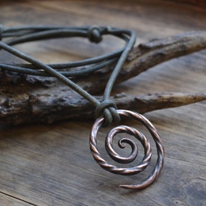 Viking necklace, viking pendant, viking jewelry, spiral necklace, spiral pendant, tribal men necklace, men copper necklace, circle necklace image 5
