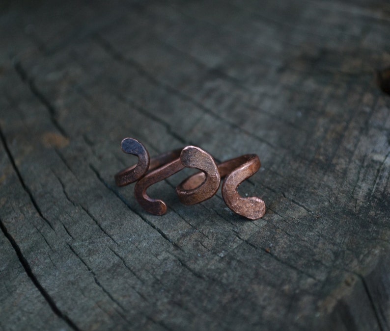 Copper ring, adjustable copper ring, knuckle ring, viking ring, snake ring, men's rustic ring, above the knuckle ring, rustic copper ring image 2