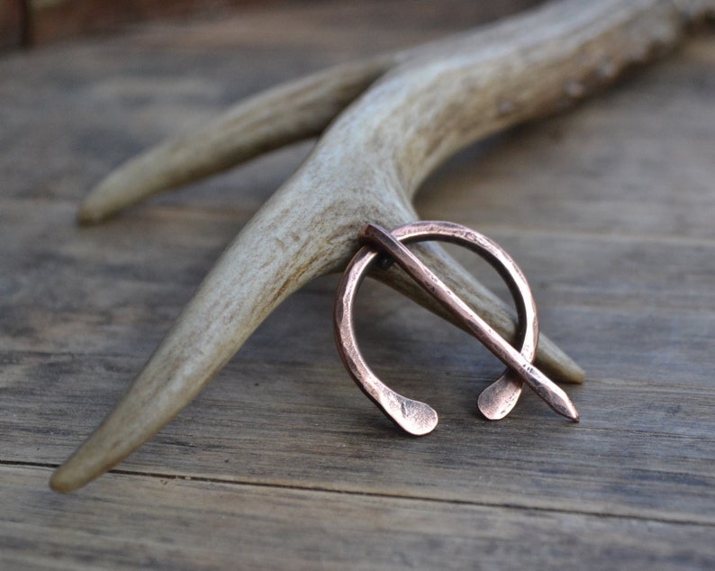 Shawl pin, shawl copper pin, penannular brooch, copper pin, Anglo-Saxon pin, AngloSaxon pin, small penannular shawl pin, small shawl pin image 7