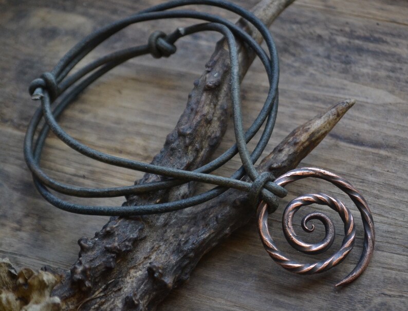 Viking necklace, viking pendant, viking jewelry, spiral necklace, spiral pendant, tribal men necklace, men copper necklace, circle necklace image 8