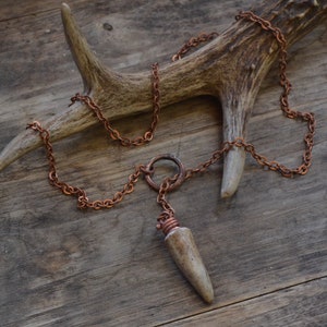Antler necklace, antler tip necklace, antler tip pendant, vulture culture, antler tip on chain necklace, simple antler necklace, antler tip