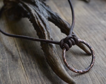 Circle necklace, circle copper necklace, copper necklace, man's necklace, men's boho necklace, hoop necklace, ring necklace, copper circle