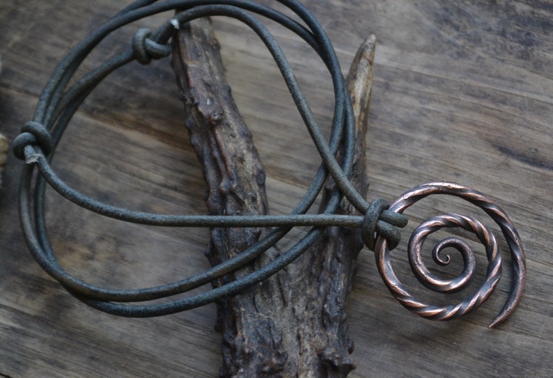 Viking necklace, viking pendant, viking jewelry, spiral necklace, spiral pendant, tribal men necklace, men copper necklace, circle necklace image 2