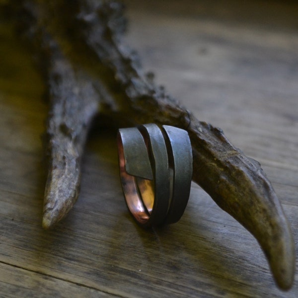 Koperen ring, eenvoudige koperen ring, zwarte koperen ring, geoxideerde koperen ring, mannen koperen ring, zwarte mannen ring, unisex koperen ring, mannen ring