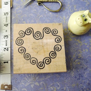 Swirly Curlie Cues Heart Craft Stamp, Heart Wreath Made of Curly Cues by JudiKins CRB & JJW USA 2016H image 1