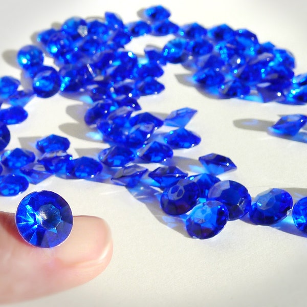 Blue Gemstone Table Scatter is Royal or Cobalt Blue Diamond Confetti to Make Your Event Sparkle, 10mm 4 Carat Plastic Gems