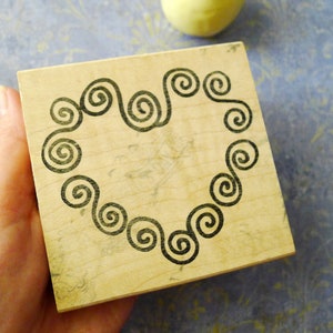 Swirly Curlie Cues Heart Craft Stamp, Heart Wreath Made of Curly Cues by JudiKins CRB & JJW USA 2016H image 6