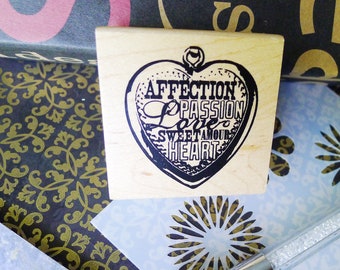 Heart Charm Rubber Stamp, Affection Passion Love Sweet Amour Heart Craft Stamp by Inkadinkado, Little Love Gift Decor Item, Greeting Cards