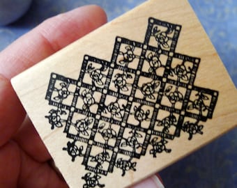 Garden Trellis Rubber Stamp for Collage Borders and Other Crafts Including Scrapbooks Greeting Cards and Decor, DIY Garden Scene Craft Stamp