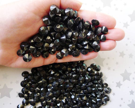 Black Diamond Confetti Fake Diamonds 10mm 4 Carat Pack of 350 Opaque Black  Plastic Faceted Gems Table Scatter 40th Birthday Over the Hill 