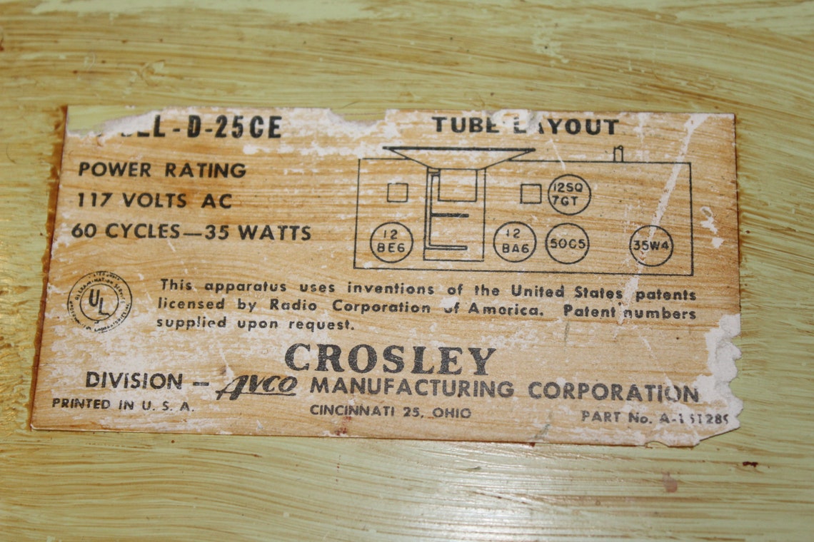 1950s Crosley D 25 CE Radio Tubes Light up Just Hums / Cracked Etsy