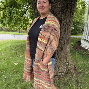 Autumn Rectangle Pocket Shawl Pattern Download - English Only