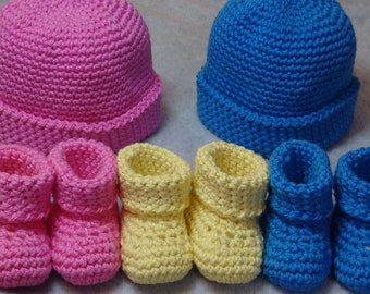 PDF Crochet Pattern for Newborn Hat and Bootie Set   This is for size Newborn Only.