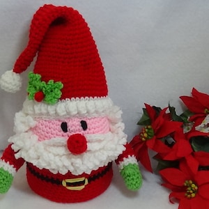 Modello PDF per copertina di carta igienica con Babbo Natale all'uncinetto