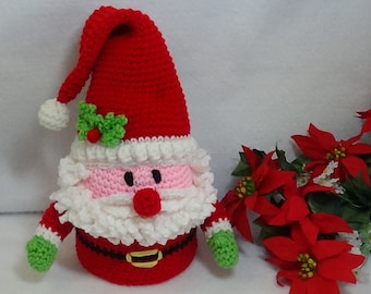 Modello PDF per copertina di carta igienica con Babbo Natale all'uncinetto