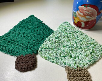 Crochet Christmas Tree Potholder and Dishcloth PDF download Pattern