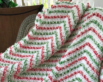 Crochet Holiday Ripple Afghan Pattern PDF  - Christmas Crochet Pattern