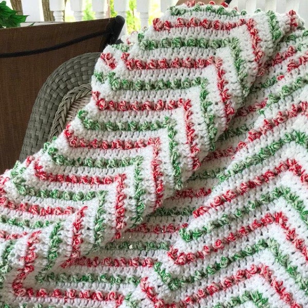 Crochet Holiday Ripple Afghan Pattern PDF  - Christmas Crochet Pattern