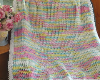 Crochet Rainbow Kisses Baby Afghan /Blanket Pattern Download