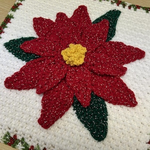 Crochet Poinsettia Christmas Block Pattern Download