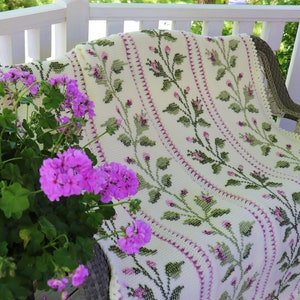 Summer Roses Crocheted Tunisian Cross-Stitch Afghan PATTERN  - Crochet Pattern Download