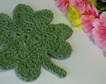 Crochet Four Leaf Clover Dishcloth Pattern PDF