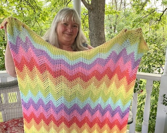 Happy Days Any Size Throw Crochet Pattern Download - Easy One Row Repeat