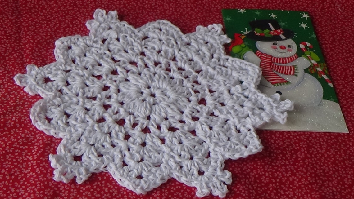 Crochet SNOWFLAKE Dishcloth Pattern Download Etsy