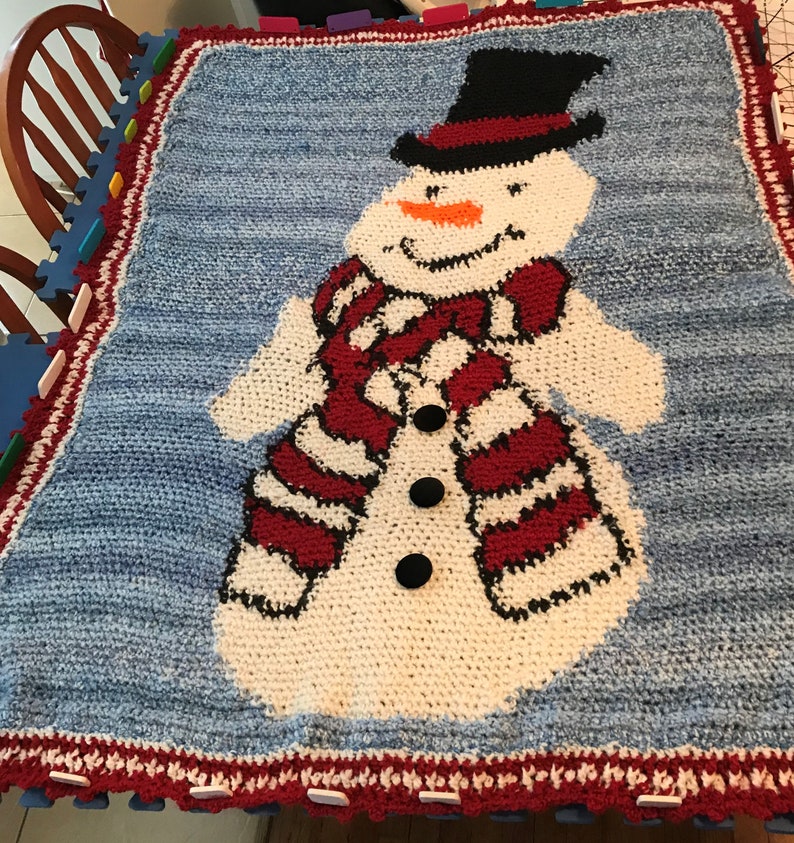 Crocheted Snowman Holiday Afghan Pattern Download | Etsy