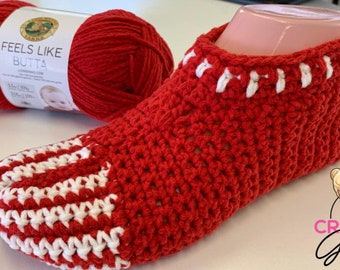 Crochet Candy Cane Slippers Pattern PDF  Easy slipper pattern