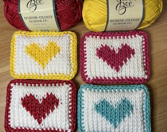 Herz Scrubby Pattern Download - Häkelanleitung für Tunesische Strickmuster