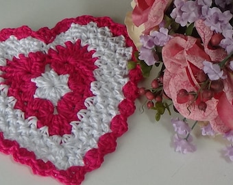 Crochet Heart Dishcloth Pattern PDF