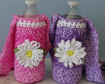 Easy Crochet Daisy Cross Body Water Bottle Holder  Pattern Download PDF