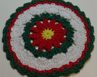 EASY CROCHET - Flower for Christmas Dishcloth Pattern PDF