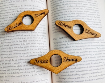 Personalized Solid Wood Thumb Page Holders - One Hand Book Holder - Reading Ring - Book Buddy - Gift for Book Lover - Wood Reading Assistant