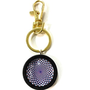 Optical Art keyring // jewellery // gift // geometric //  op Art // abstract // accessory  // Keychain //for her // accessory for him