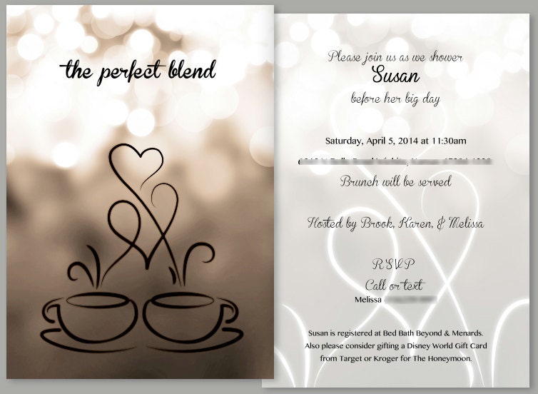 Coffee Themed Bridal Shower Invitation and Matching Thank You Card Etsy