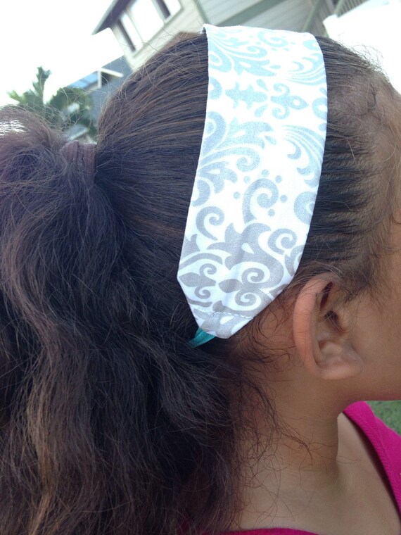 Items similar to Sparkly Silver and White Metallic Damask Headband on Etsy