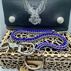 Steel wallet chain, Chainmail Full Persian wallet chain, wallet security chain, Chainmail stainless steel & purple aluminum wallet chain.