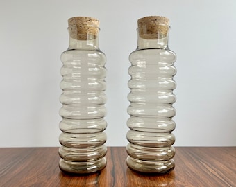 Vintage Danish Modern Holmegaard Primula Glass Jars with Cork Lids