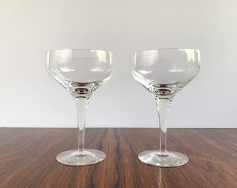 Pair of Orrefors Rhapsody Clear Crystal Champagne Coupe Glasses (5 1/4") by Sven Palmqvist